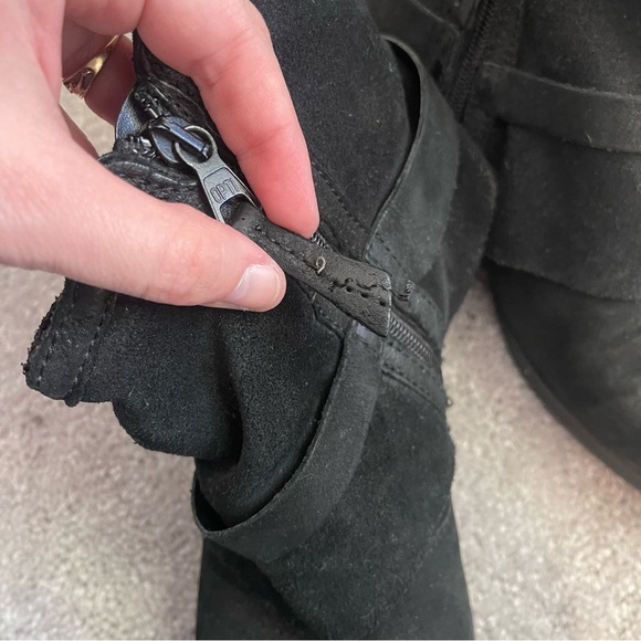 Miz Mooz Ankle Boots Womens 40 9-9.5 Black Suede Slouchy Western Boho Side Zip - Picture 7 of 9